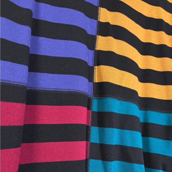 Vintage 90s Colorful Striped Crewneck Sweater with Solid Black Collar - Picture 7 of 8